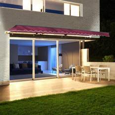 Aleko Side Awnings Aleko 13 Red Half Cassette Motorized Retractable Patio Awning