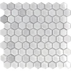 Apollo Tile 5 pack 11.6-in 12-in Ice Blue Polished Matte Finished Hexagon Glass Mosaic Tile 4.83 Sq ft/case