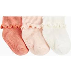 Carter's Underwear Children's Clothing Carter's Baby Girls 3-Pack Ribbed Booties 12-24 Pink/White