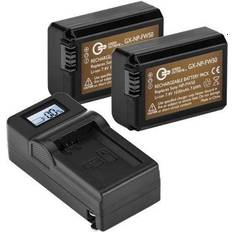 Extreme 2 Pack NP-FW50 Battery and Compact Smart Charger Kit 7.4V 1030mAh