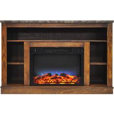 Brown Fireplaces Cambridge 47' Width 47 in. Electric Fireplace a Multi-Color LED Insert Walnut Mantel