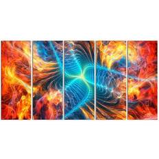 Electric wall fire Design Art Metal 'Electric Fire' 5 Piece Graphic Wall Decor