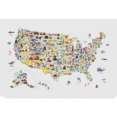 The map of united states Trademark Fine Art 16 Animal Map Of United States For Tompsett Wall Decor