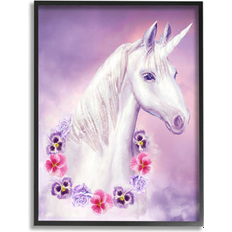 Stupell Industries Unicorn Flower Lei Necklace Purple Pink Fantasy Li Wall Decor