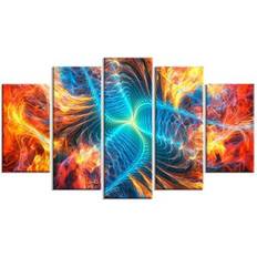 Electric wall fire Design Art Metal 'Electric Fire' 5 Piece Graphic Wall Decor