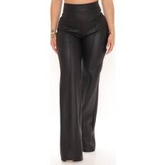 Womens faux leather pants Fashion Nova Victoria High Waisted Dress Faux Leather Pants - Black