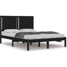 vidaXL black, Solid Wood Pine Bed Frame Bedstead Bed Base