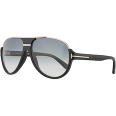 Sunglasses Tom Ford Half-Rim Aviator Sunglasses, Matte Black/Shiny Dark Ruthenium/Gradient