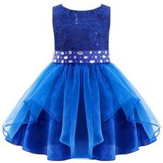 Blue Christening Wear Children's Clothing MSemis Baby Girl's Christening Baptism Party Formal Dress - Royal Blue