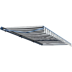Aleko 13 and White Striped Half Cassette Motorized Retractable Patio Awning