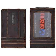 Cazoro Mens Leather Money Clip Magnet Front Pocket Wallet Slim ID Card Case