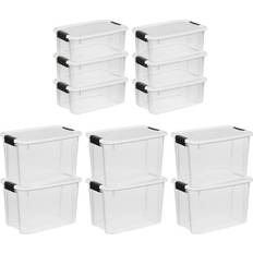 Sterilite 30 qt 6-Pack & 18 qt 6-Pack Clear Plastic Stackable Storage Bin w/ Lid