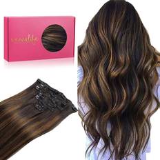 Clip-On Extensions Wennalife Double Weft Remy Clip In Hair Extensions 14 inch #2/6/2 Balayage