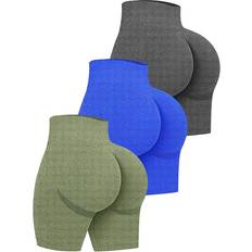 OQQ Women's Butt Lifting Yoga Shorts - Grey/Blue/Avocadogreen