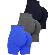 OQQ Women's Butt Lifting Yoga Shorts - Black/Grey/Blue