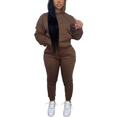 Alunzoem Jogging Outfits Tracksuit - Coffee