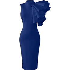 Xxtaxn Women's Cocktail Bodycon Ruffle Sleeveless Formal Midi Pencil Dress - Royal Blue