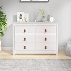 vidaXL White, 100 Solid Wood Pine Chest of Drawer