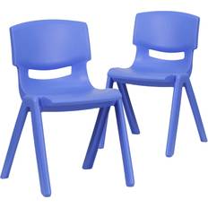Flash Furniture Chair Flash Furniture 2 Pack Blue Plastic Stackable School Chair with 13.25"