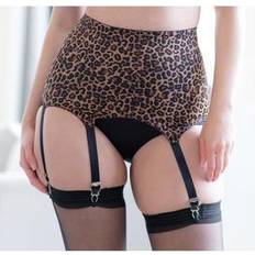 Garter Belts Rago Plus Women's 6-Strap Soft Shaping Garter Belt in Leopard Size 2X