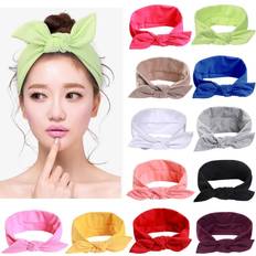 Fashion Solid Color Headbands for Women Headwraps Hair Bands with Bows Cotton
