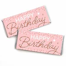 Pink Rose Gold Birthday Candy Bar Wrapper Happy Birthday Party Favors 24 Ct Pink Pink