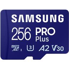 256 GB - microSDXC Minnekort Samsung PRO Plus microSDXC Class 10 UHS-I U3 V30 A2 180/130MB/s 256GB +SD adapter