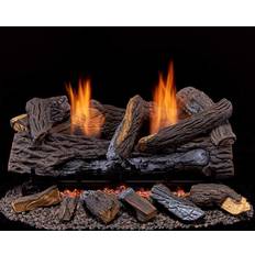 Red Oil Stoves Duluth Forge Ventless Dual Fuel Set-24 in. Stacked Red Oak-T-Stat Control Gas logs, 24 Inch