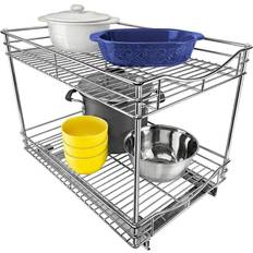 Kitchen Cabinets Lynk Professional 14" x 21" Slide Out Double Shelf Pull Out Two Tier Sliding Under Cabinet Organizer