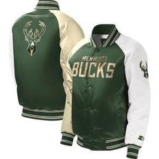 Men's Starter Black Milwaukee Bucks Home Game Satin Full-Snap Varsity Jacket Size: Medium