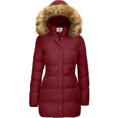 Wenven Women's Winter Thicken Puffer Coat Warm Jacket - Red