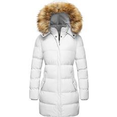 Wenven Women's Winter Thicken Puffer Coat Warm Jacket - White