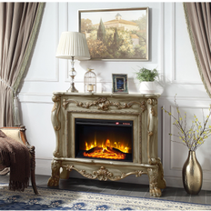 Yellow Fireplaces Acme Furniture Dresden Fireplace in Gold Patina Finish