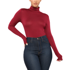 Fashion Nova Sweaters Fashion Nova Pamela Turtle Neck Long Sleeve Top - Burgundy