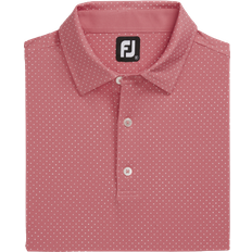 FootJoy Stretch Lisle Dot Print Self Collar Polo Shirt - Cape Red/White