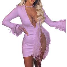 Nhicdns Women Sexy Club Dress - Purple