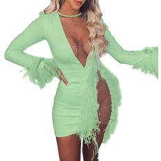 Nhicdns Women Sexy Club Dress - Light Green