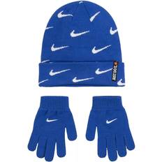 Children's Clothing Nike Boys' 8-20 Knit Beanie Cap and Gloves Set Game Royal/White