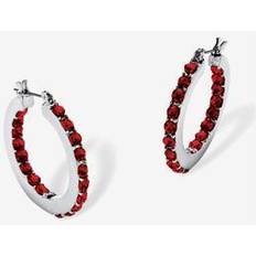 Earrings Women's Birthstone Inside-Out Hoop Earrings In Silvertone 31Mm by PalmBeach Jewelry in July