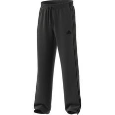 adidas Essentials Fleece Open Hem 3-Stripes Pants - Dark Grey Heather/Black
