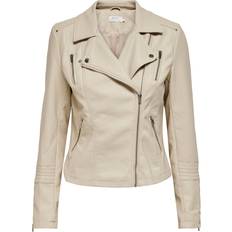 Damen - Lederjacken Only Biker Imitation Leather Jacket - Grey/Silver Lining