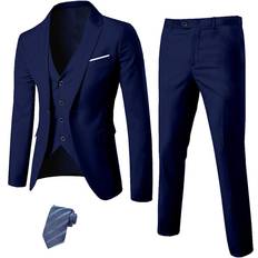 MY'S Men's 3 Piece Slim Fit Suit Set - Deep Blue