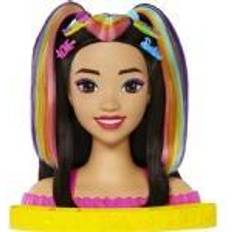Barbie deluxe styling Mattel Barbie Neon Rainbow Deluxe Sminkehoved Barbie kreativ tilbehør HMD81