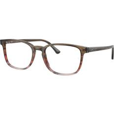 Ray-Ban Unisex Rb5418 Striped Brown & Red Clear Lenses Polarized 56-19