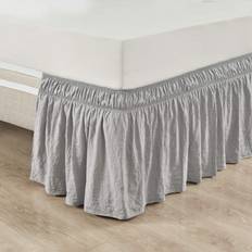 Gray Valance Sheets Lush Decor Ruched 20 Drop Length Ruffle Elastic Easy Around Twin/Twin-XL/Full Skirt Valance Sheet Gray