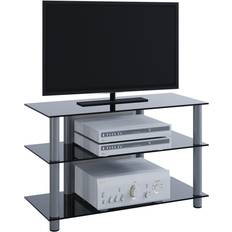 Schwarz Fernsehschränke VCM Netasa Black Glass Fernsehschrank 59x45cm