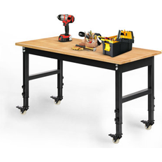 Work Benches Betterhood 48" Heavy-Duty Adjustable Workbench for Garage, Rubber Wood Shop Table,Hardwood Workstation Weight Capacity Over 1500 Lbs