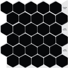 Tic Tac Tiles Regular Hexa BlackandWhite Peel and Stick Tile 8.5 sq. ft./10, Black &