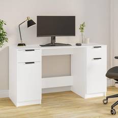 vidaXL with Side White Engineered Wood Office Computer Study Writing Desk