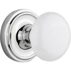 Drawer Fittings & Pull-out Hardware Nostalgic Warehouse Vintage White Porcelain Passage Door Knob Set with Bright Chrome
